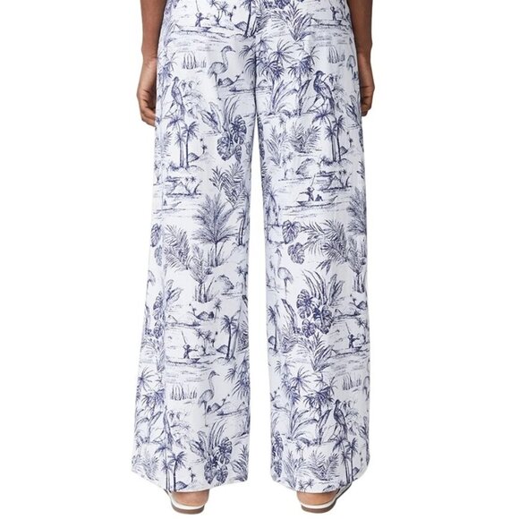 J. McLaughlin Amal pants trousers Size 4 has pockets cotton wide leg heron print - Picture 5 of 5